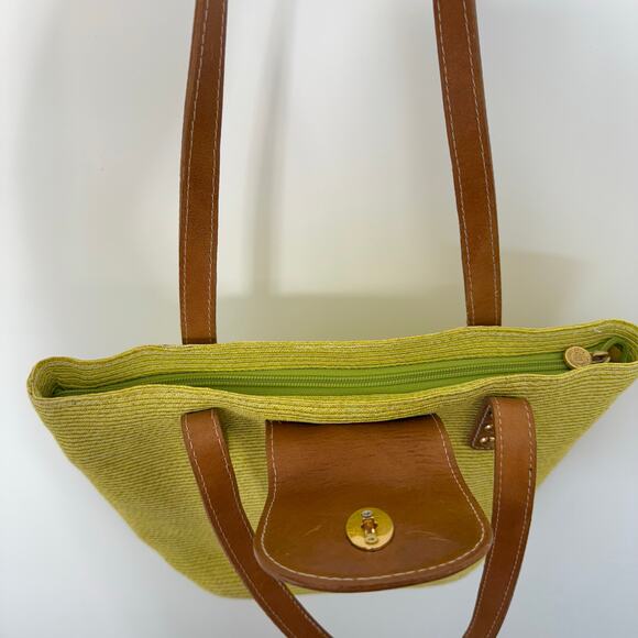 Eric Javits Squishee Raffia Woven Straw Tote Shoulder Bag Green Chartreuse - Picture 8 of 13